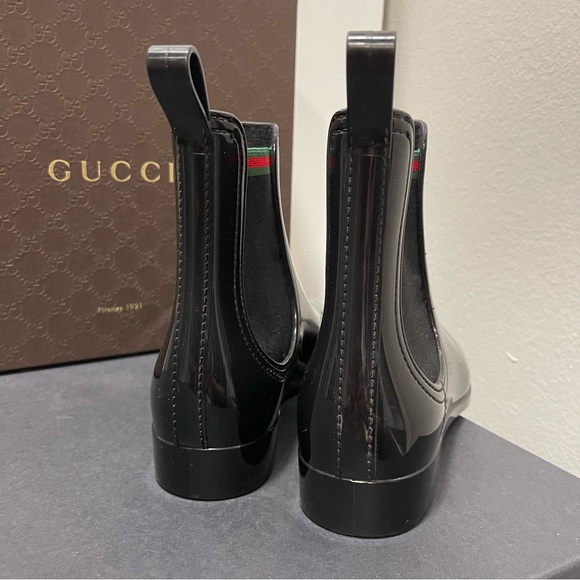 Gucci Chelsea Black Rubber Rain Boots/Booties Sz IT 39/US 9 - Picture 8 of 12